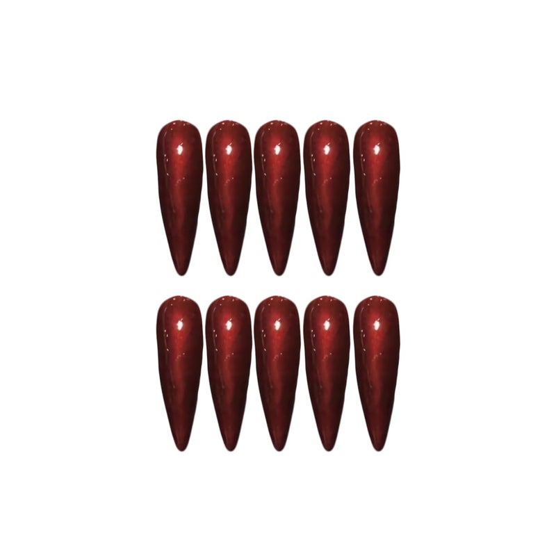 SINHOT Stiletto Press on Nails Extra Long Fake Nails with Glue Glossy False Nails with Red Designs Full Cover Almond Acrylic Nail 24 pcs - Image 2